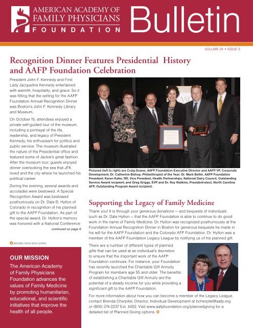 Recognition Dinner Features Presidential History and AAFP ...