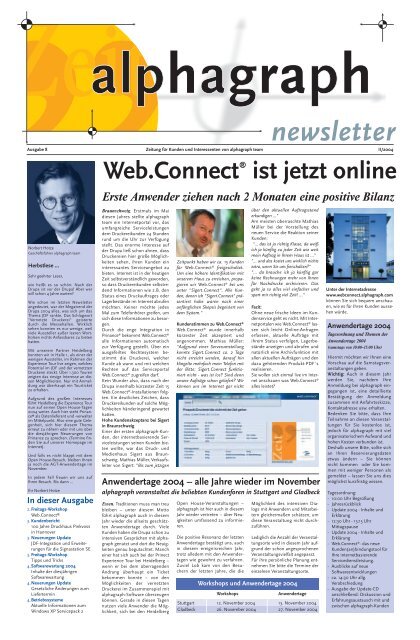 Web.Connect® ist jetzt online - alphagraph team GmbH