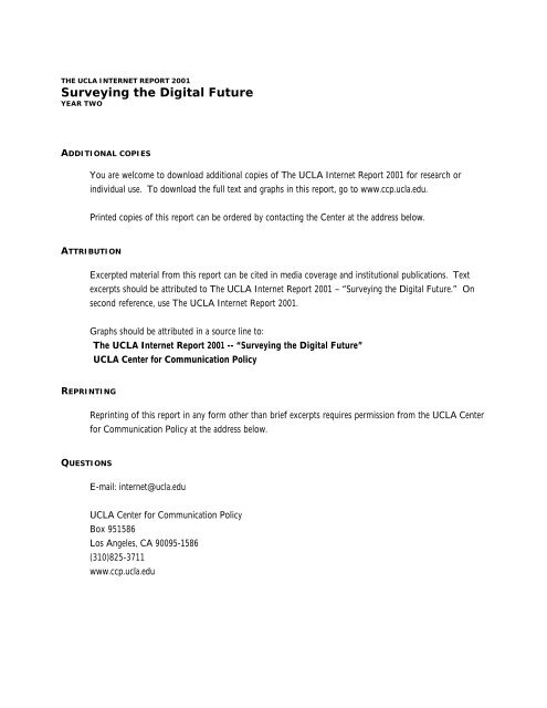 UCLA Internet Report (online version) - Center for the Digital Future