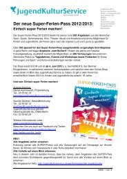 [PDF] Auf einen Blick Super Ferien Pass 2012 - JugendKulturService