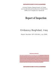 Inspection of Embassy Baghdad, Iraq (ISP-I-09-30A) - OIG - US ...