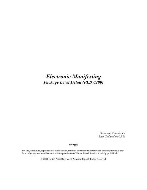 Electronic Manifesting - UPS.com