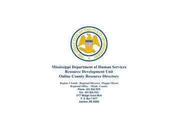 Mississippi Department of Human Services Resource Development ...