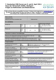 7. Deutschen CSR-Forum am 5. und 6. April 2011 Haus der Wirtschaft ...