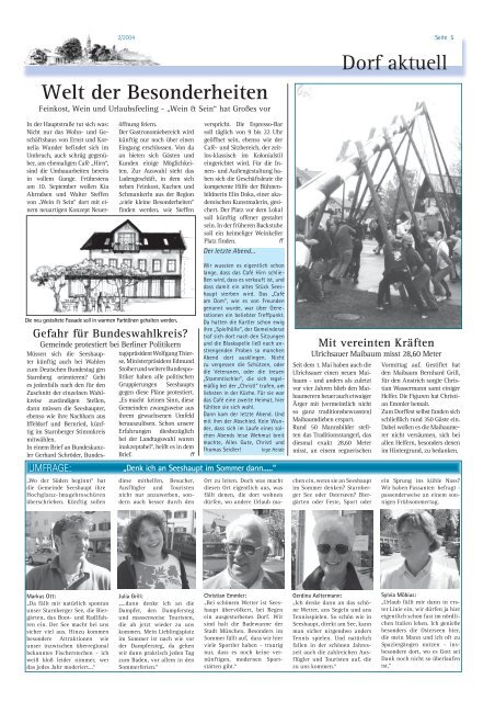 richten Dorf aktuell Welt der Besonderheiten - Dorfzeitung Seeshaupt