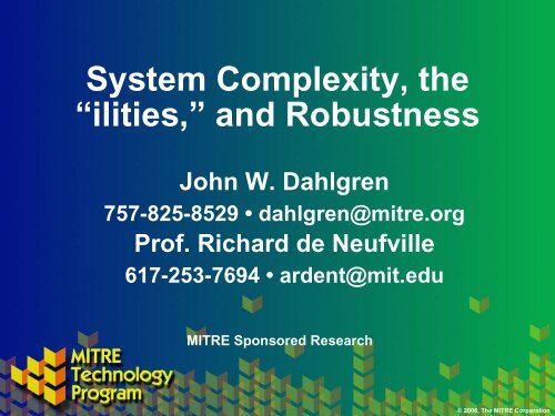 Complex "ilities" MSR - Mitre