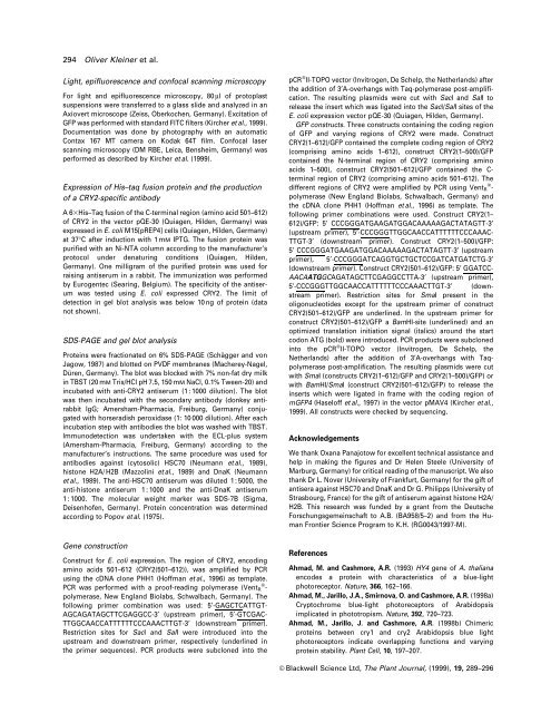 Nuclear localization of the Arabidopsis blue light receptor ...