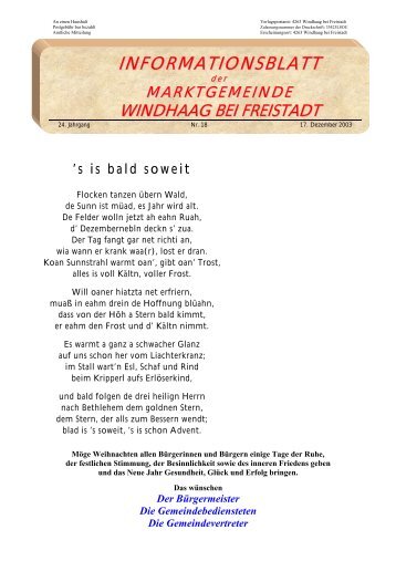 Gemeindeinformationsblatt 18/2003 - Windhaag bei Freistadt - Land ...