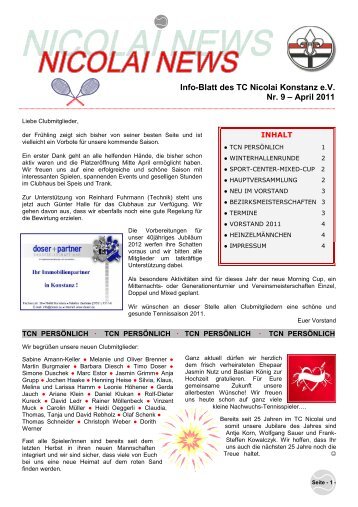 Info-Blatt des TC Nicolai Konstanz e.V. Nr. 9 – April 2011