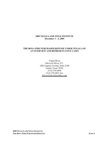 K. The Bona Fide Purchaser Doctrine Revisited - Texas Land Title ...