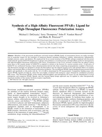 Synthesis of a High-Affinity Fluorescent PPAR Ligand for High ...