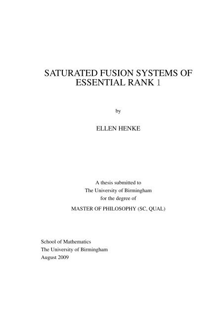 SATURATED FUSION SYSTEMS OF ESSENTIAL RANK 1