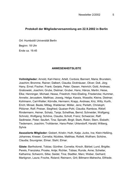 Protokoll der Mitgliederversammlung am 22.9.2002 in Berlin