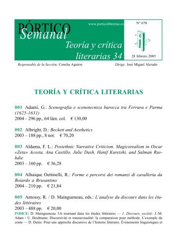 Tª y crítica literarias 34 - Pórtico librerías