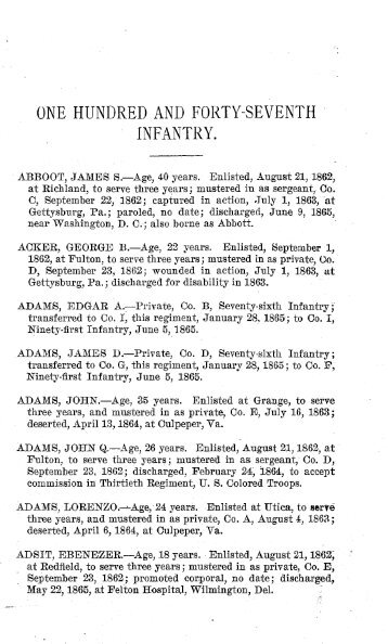 147th New York Infantry Soldier Roster - Civil War Index