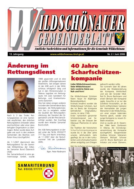 Gemeindezeitung Juni 2006 - Gemeinde Wildschönau - Land Tirol