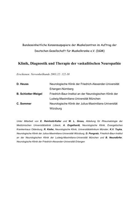 Klinik, Diagnostik und Therapie der vaskulitischen Neuropathie