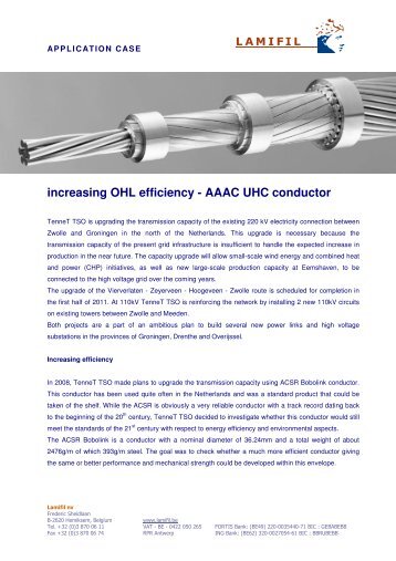 increasing OHL efficiency - AAAC UHC conductor - Lamifil