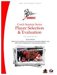 Player Selection & Evaluation - Ontario Minor Hockey Association