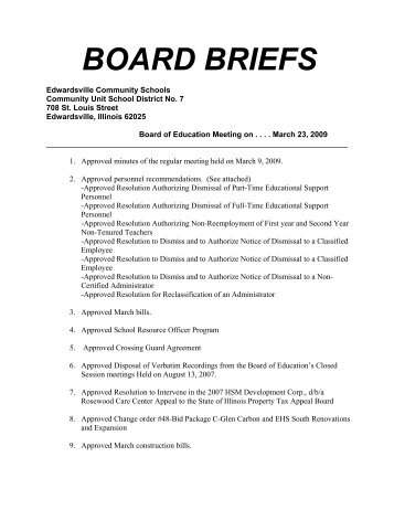 BOARD BRIEFS - Edwardsville School District 7