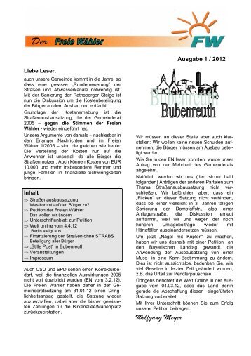 Ausgabe 2012-01 - Freie Wähler Bubenreuth