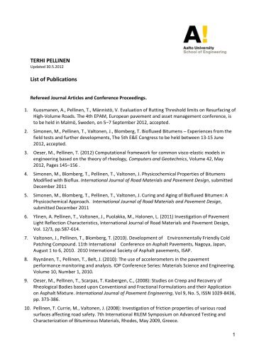 TERHI PELLINEN List of Publications