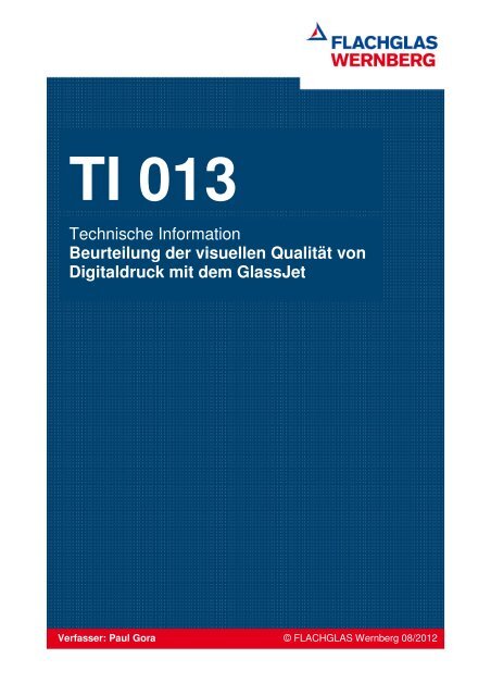 TI 013 Visuelle Qualität von Digitaldruck mit dem - FLACHGLAS ...