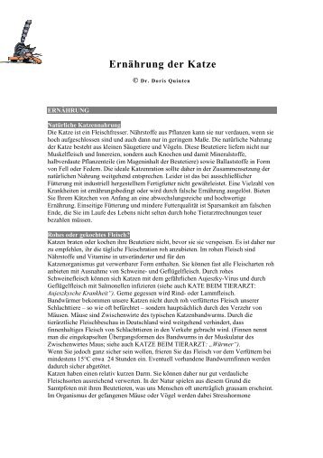 Ernährung der Katze (PDF) - Dr. Doris Quinten Praktische Tierärztin ...