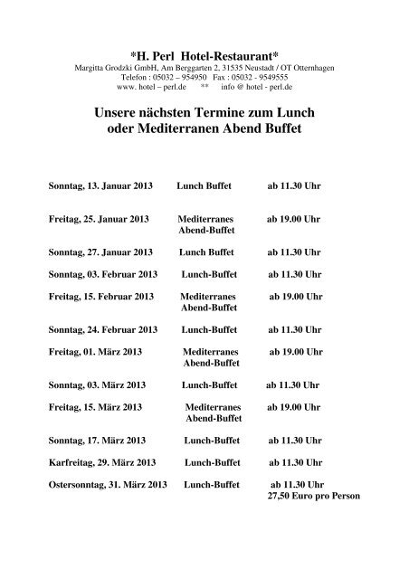 Unsere Nächsten Termine Zum Lunch Oder Hotel Perl