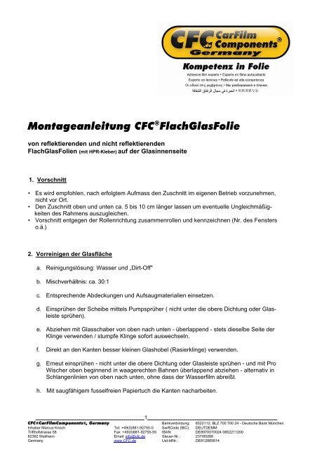 CFC FlachGlasFolien Montageanleitung