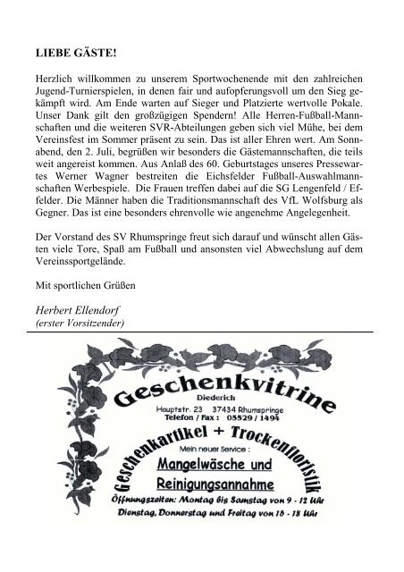 Programmheft Sportwoche 2005 (PDF) - Sportverein Rhumspringe ...