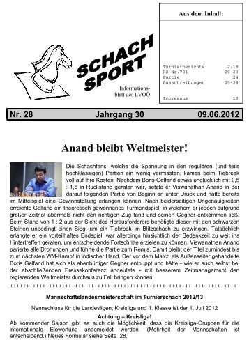Anand bleibt Weltmeister! - Schachverein Hörsching