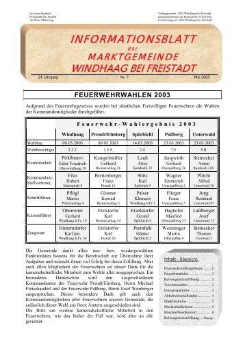 Gemeindeinformationsblatt 7/2003 - Windhaag bei Freistadt