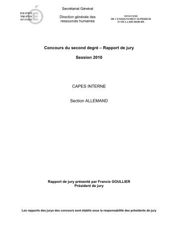 rapport capes interne d'allemand - Ministère de l'Éducation nationale