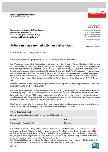 Anberaumung einer mündlichen Verhandlung - Fischereirevier ...