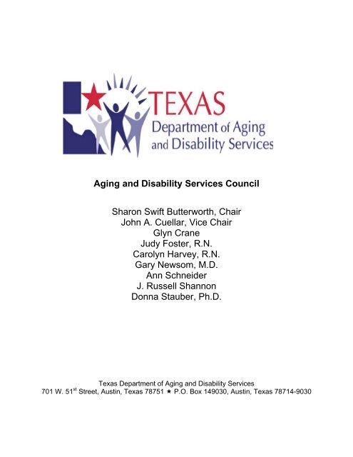 Aging and Disability Services Council Sharon Swift Butterworth ...