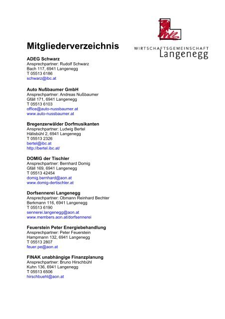 Mitgliederverzeichnis - Langenegg