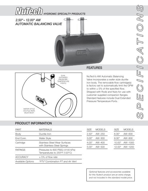 AW Automatic Balancing Valve - NuTech: Hydronic Specialty Products