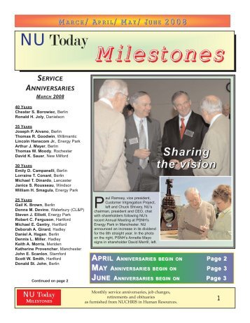 Miillleestones - Northeast Utilities