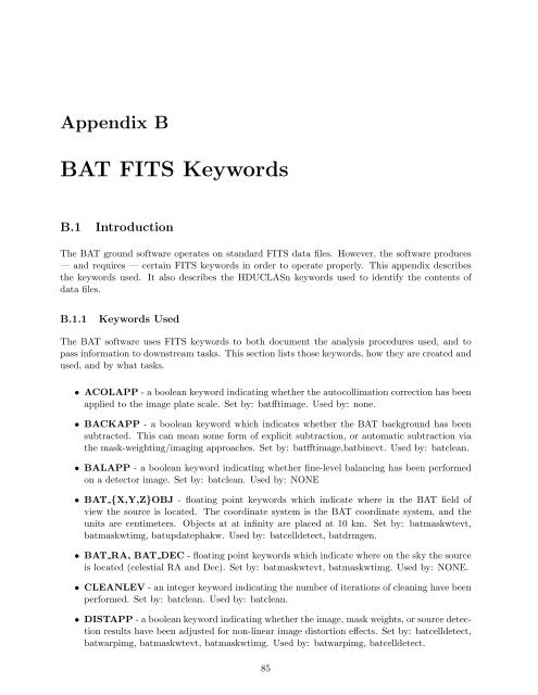 The SWIFT BAT Software Guide Version 6.3 30 ... - HEASARC - Nasa