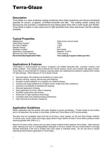 Nutech Terra Glaze Data Sheet - Roof Coatings