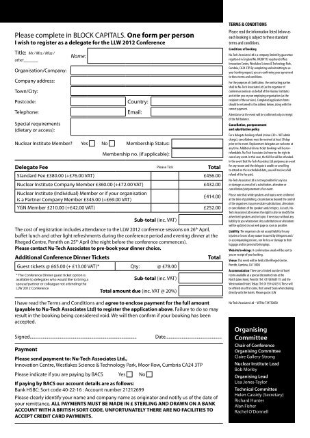 LLW Delegate Registration Form - LLW2012