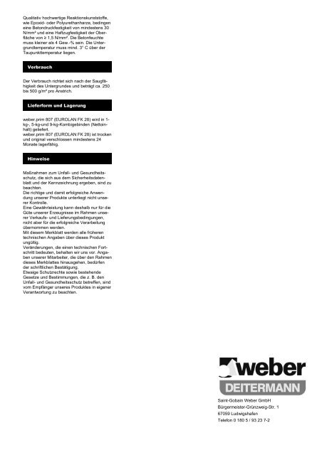 weber.prim 807 (Eurolan® FK 28) - Saint-Gobain Weber GmbH