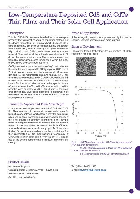 Science Opportunities in Azerbaijan - Science and Technology ...