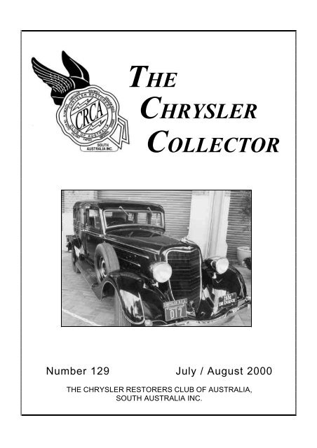 The Chrysler Collector Chrysler Restorers Club Of Australia Sa Inc The Chrysler Collector Chrysler Restorers Club Of Australia Sa Inc