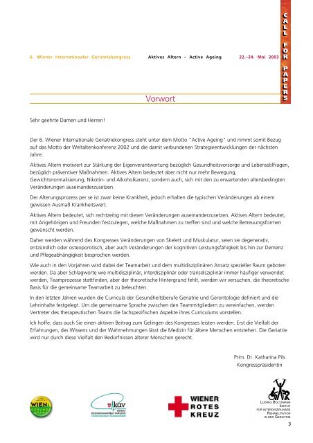 6. Wiener Internationaler Geriatriekongress - Wiener ...