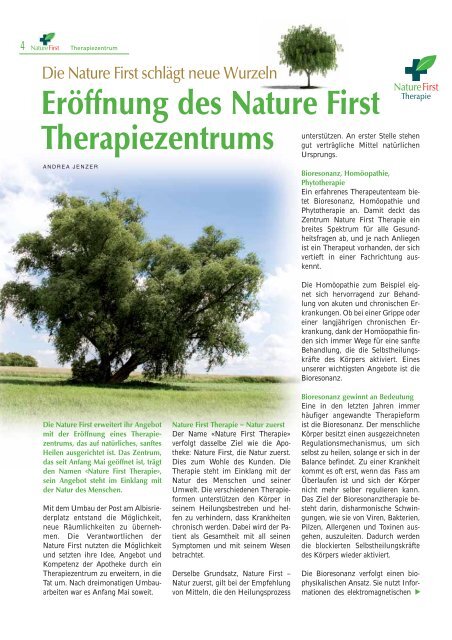 Nature First Kundenzeitung No.4 - bei Praxis Natur