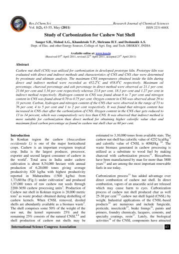 Study of Carbonization for Cashew Nut Shell - ISCA