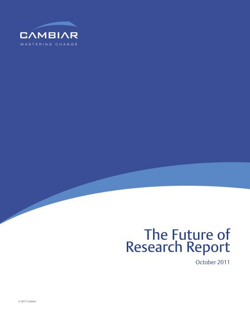 The Future of Research Report - Cambiar Consulting
