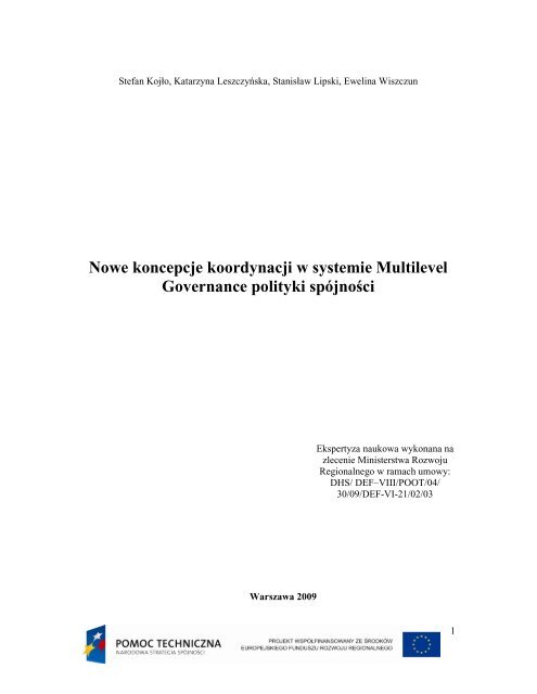 Nowe koncepcje koordynacji w systemie Multilevel Governance ...